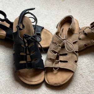 2 pairs Maizie Sandals- black & tan